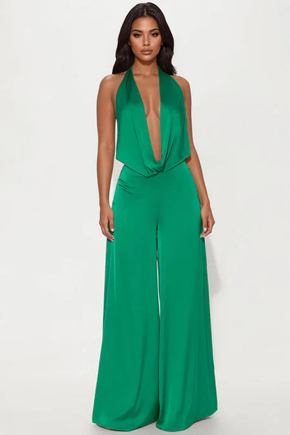 Green Cowl Neck Jumpsuit