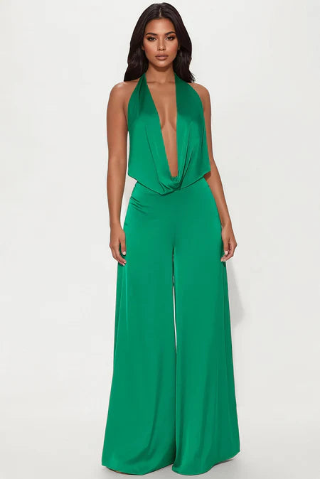 Green Cowl Neck Jumpsuit