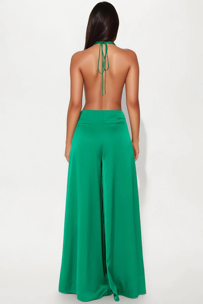 Green Cowl Neck Jumpsuit